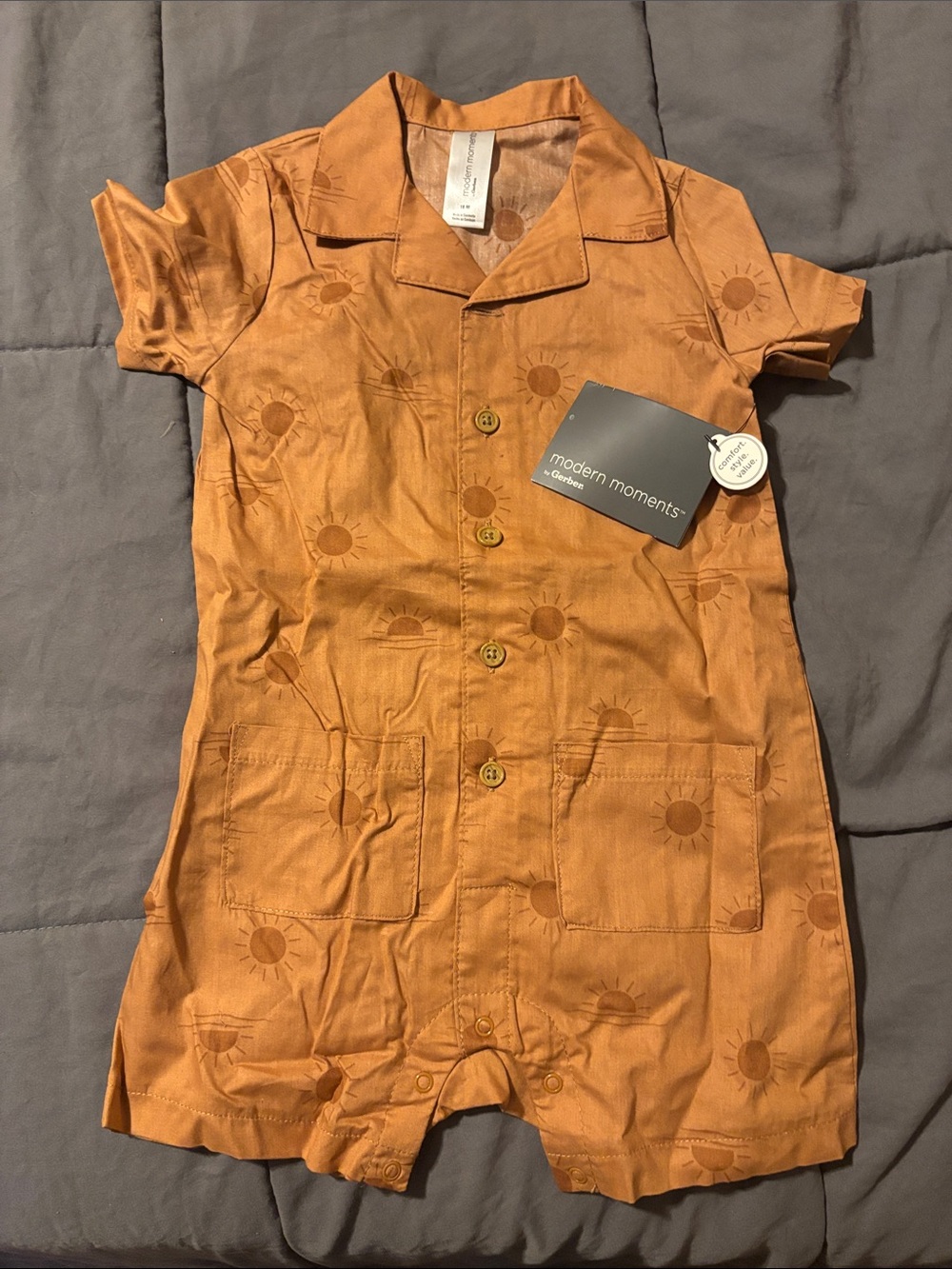 Modern Moments Orange Sun-Pattern Kids One-Piece Bodysuit
